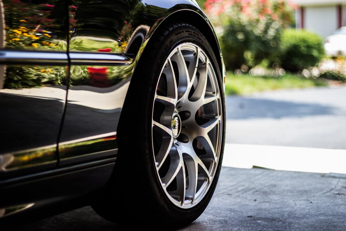 Clean wheel and tire with dressing applied